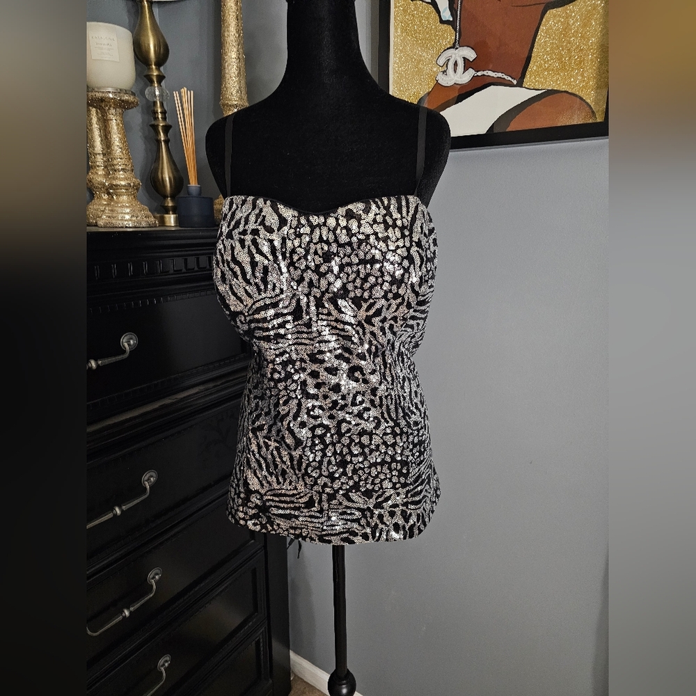 Women's Silver Animal Print Top